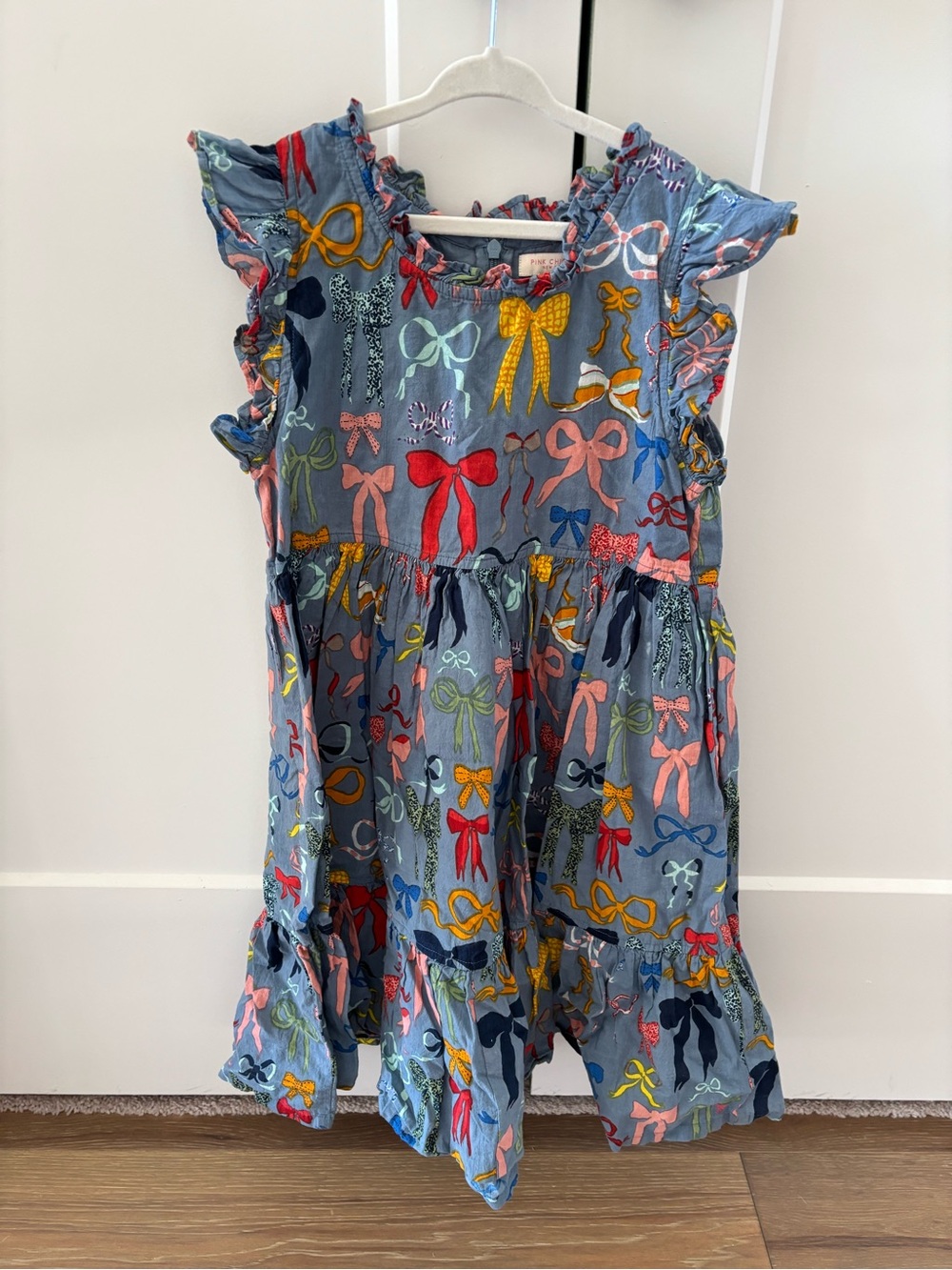Pink Chicken Bow Print Dress